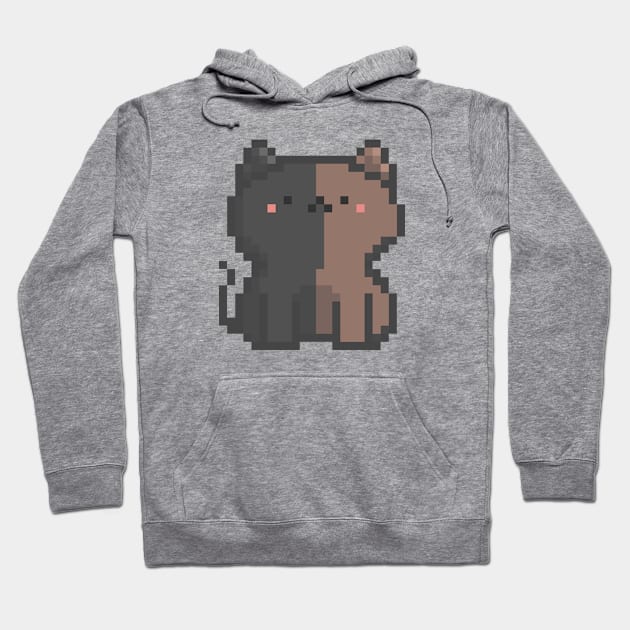 Pixel Quiet Two Face Black Brown Cat 36 Hoodie by Infinite Mew Mew